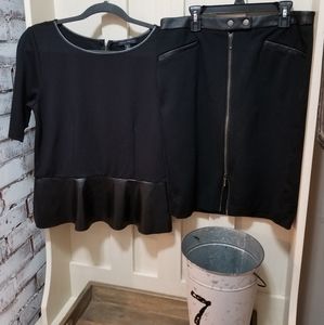 Two piece black with leather trim outfit